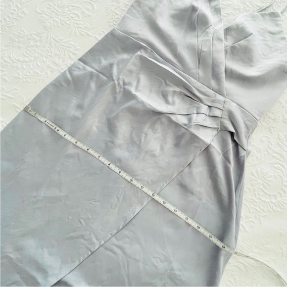 NWOT Lulus Quite Likely Light Blue Satin Asymmetrical Midi Dress Small - Picture 7 of 8